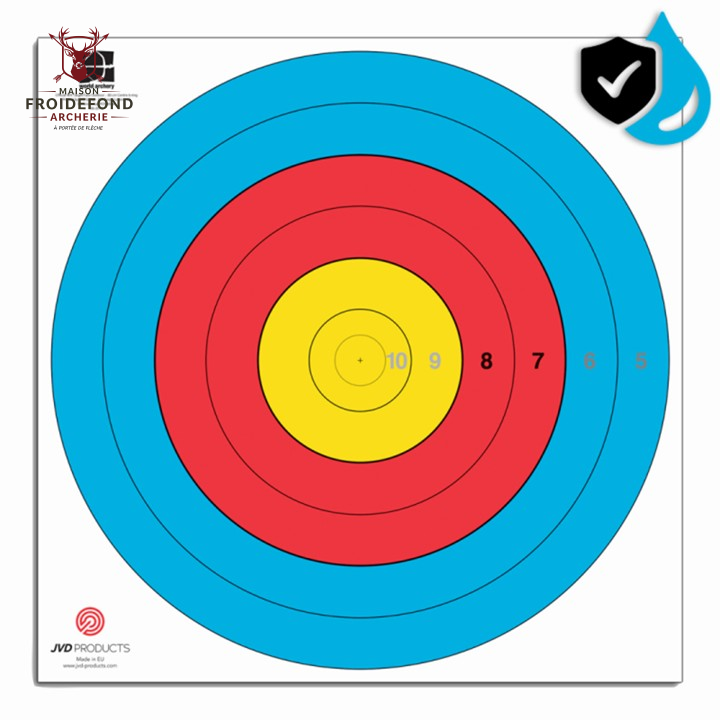 Blason FITA Waterproof 80 cm, anneaux 5 à 10 - JVD