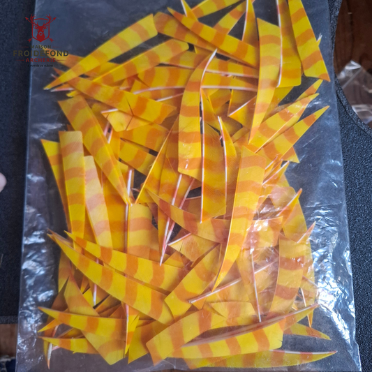 Lot 12 plumes 4" jaune orange shield d’occasion